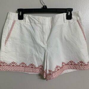 Artisan Ny White and Pink Bermudas with Embroidery